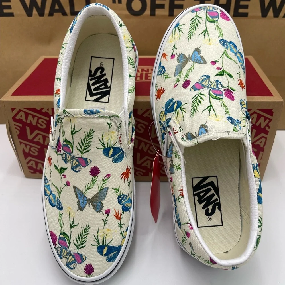 Vans Men’s Classic Slip-On
Butterfly Floral Marshmallow Sneakers 
VN0A5AO8UC0 - Picture 16 of 16